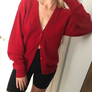 Vintage Red Polo Cardigan